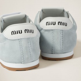 Miu Miu Plume Suede Sneakers Sky Blue