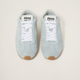 Miu Miu Plume Suede Sneakers Sky Blue