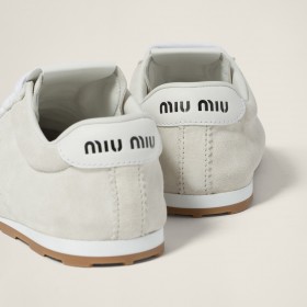 Miu Miu Plume Suede Sneakers White
