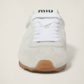 Miu Miu Plume Suede Sneakers White
