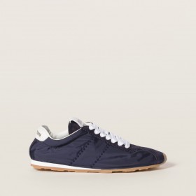 Miu Miu Plume Technical Fabric And Suede Sneakers Navy