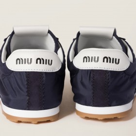 Miu Miu Plume Technical Fabric And Suede Sneakers Navy