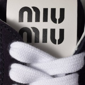 Miu Miu Plume Technical Fabric And Suede Sneakers Navy