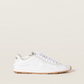 Miu Miu Plume Technical Fabric And Suede Sneakers White