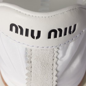 Miu Miu Plume Technical Fabric And Suede Sneakers White