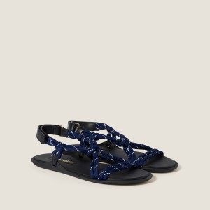 Miu Miu Riviere Cord And Leather Sandals Baltic Blue