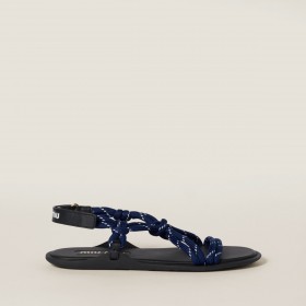 Miu Miu Riviere Cord And Leather Sandals Baltic Blue