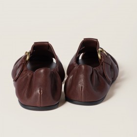 Miu Miu Ruches Nappa Leather Fishermans Sandals Briarwood