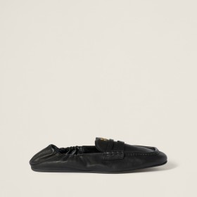 Miu Miu Ruches Nappa Leather Loafers Black