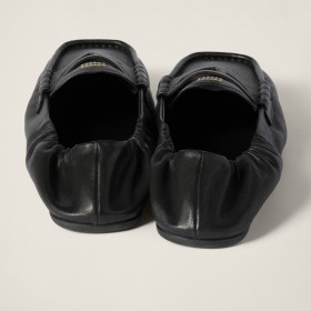 Miu Miu Ruches Nappa Leather Loafers Black