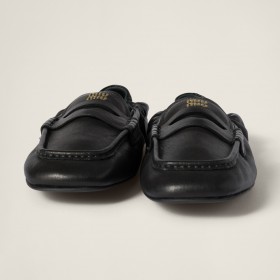 Miu Miu Ruches Nappa Leather Loafers Black