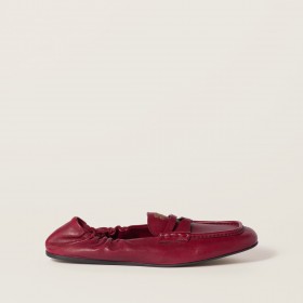 Miu Miu Ruches Nappa Leather Loafers Ruby Red