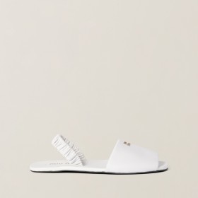 Miu Miu Ruches Nappa Leather Sandals White
