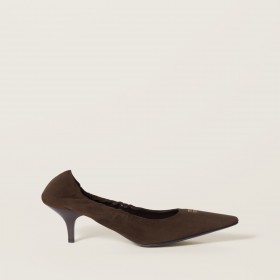 Miu Miu Ruches Suede Pumps Dark Brown