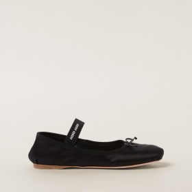 Miu Miu Satin Ballerinas Black