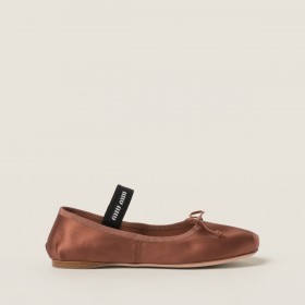 Miu Miu Satin Ballerinas Cocoa Brown