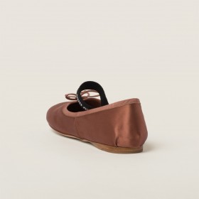 Miu Miu Satin Ballerinas Cocoa Brown