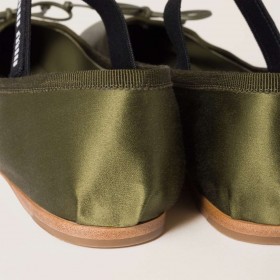 Miu Miu Satin Ballerinas Olive Green