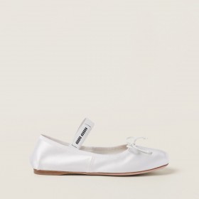 Miu Miu Satin Ballerinas White