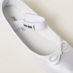 Miu Miu Satin Ballerinas White