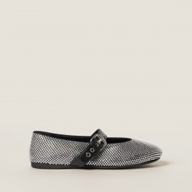 Miu Miu Satin Ballerinas With Crystals Black