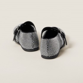 Miu Miu Satin Ballerinas With Crystals Black