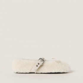 Miu Miu Shearling Ballerinas Natural