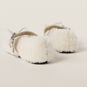 Miu Miu Shearling Ballerinas Natural