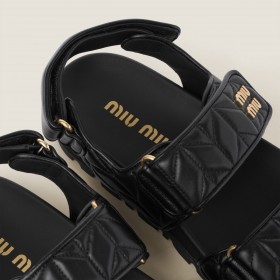 Miu Miu Sporty Matelasse Nappa Leather Sandals Black