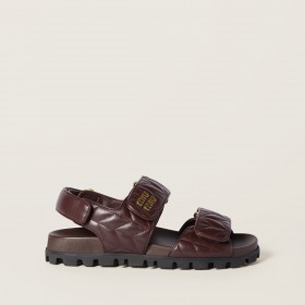 Miu Miu Sporty Matelasse Nappa Leather Sandals Briarwood