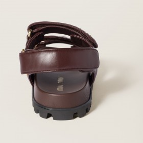 Miu Miu Sporty Matelasse Nappa Leather Sandals Briarwood