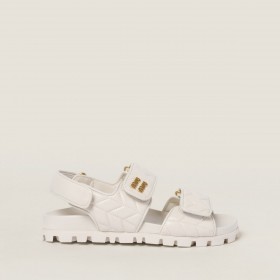 Miu Miu Sporty Matelasse Nappa Leather Sandals White