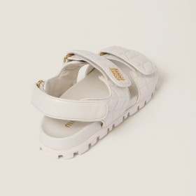 Miu Miu Sporty Matelasse Nappa Leather Sandals White