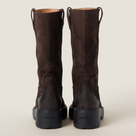 Miu Miu Suede Boots Dark Brown