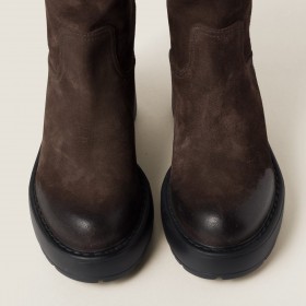 Miu Miu Suede Boots Dark Brown