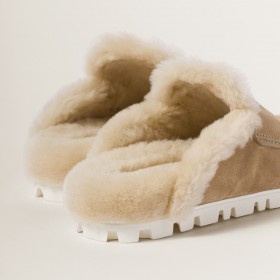 Miu Miu Suede Mules Ecru