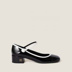 Miu Miu Two Tone Patent Leather Mary Jane Pumps Black White