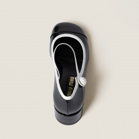 Miu Miu Two Tone Patent Leather Mary Jane Pumps Black White