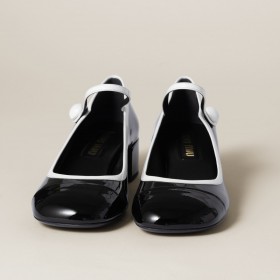 Miu Miu Two Tone Patent Leather Mary Jane Pumps Black White
