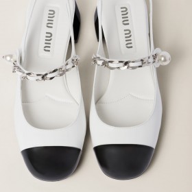 Miu Miu Two Tone Patent Leather Slingback Pumps White Black