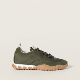 Miu Miu Tyre Technical Fabric And Suede Sneakers Loden Green