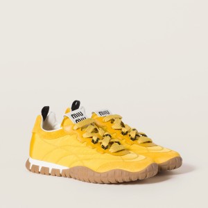 Miu Miu Tyre Technical Fabric And Suede Sneakers Topaz