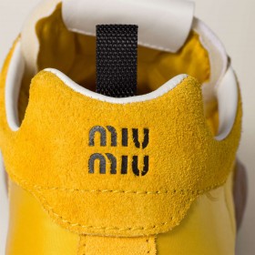 Miu Miu Tyre Technical Fabric And Suede Sneakers Topaz