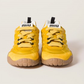 Miu Miu Tyre Technical Fabric And Suede Sneakers Topaz