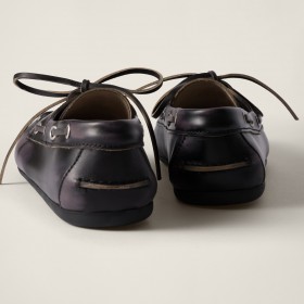 Miu Miu Unlined Bleached Leather Boat Shoes Black
