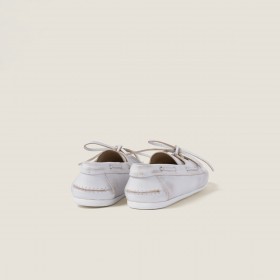 Miu Miu Unlined Bleached Leather Boat Shoes White