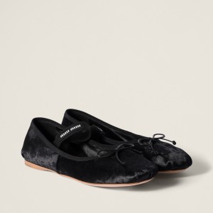 Miu Miu Velvet Ballerinas Black