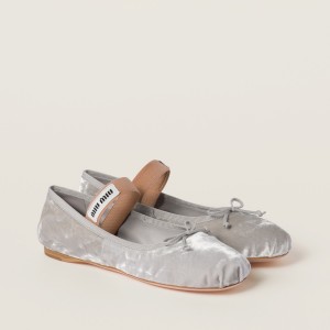 Miu Miu Velvet Ballerinas Granite Gray