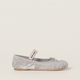 Miu Miu Velvet Ballerinas Granite Gray