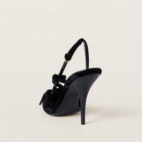 Miu Miu Velvet Slingbacks With Straps Black